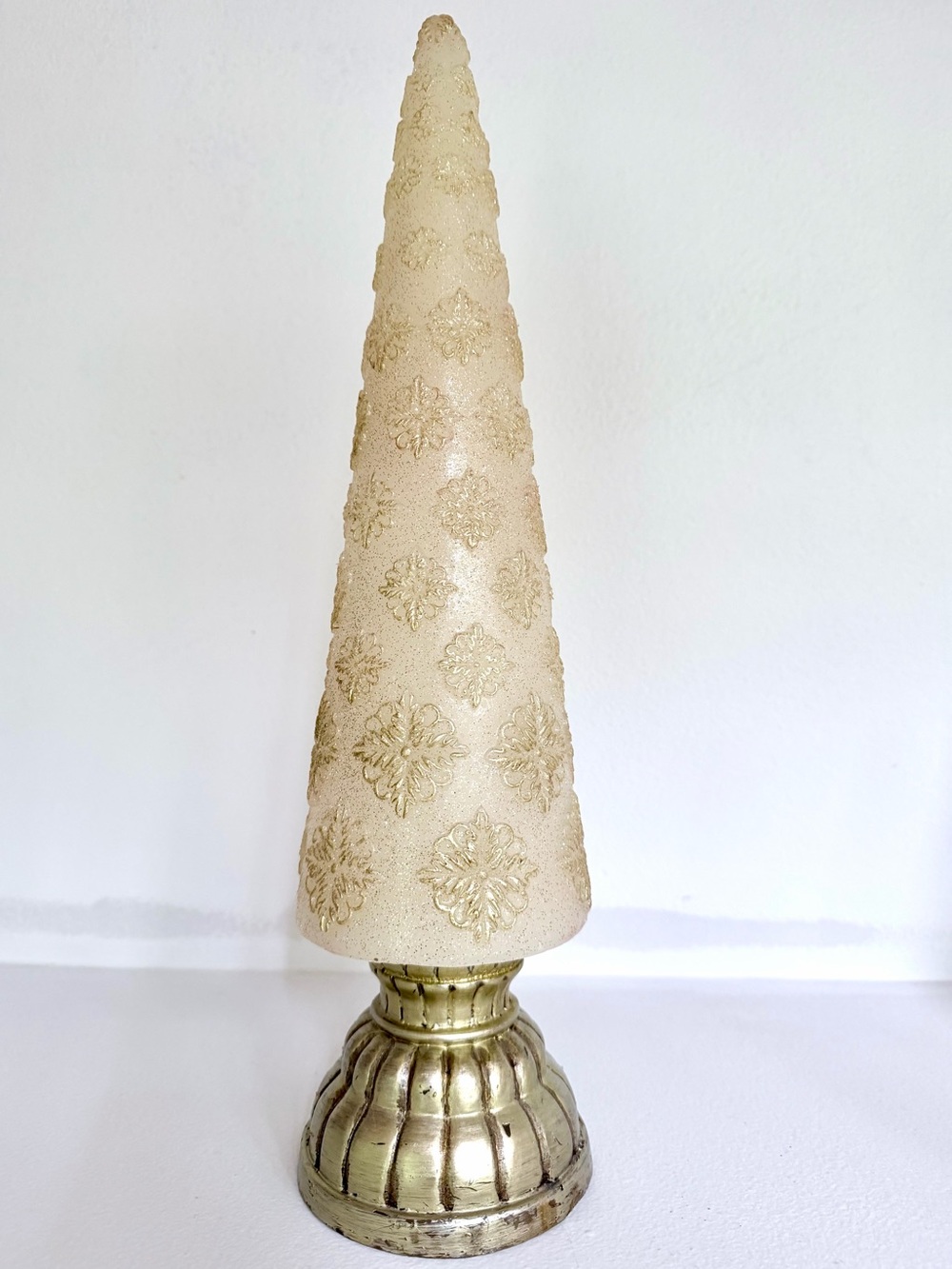 Three Illuminating Gold Wax Holiday Cone Trees - Picture 7 of 16